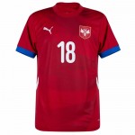 Günstige Fußballtrikots Serbien Vlahovic 18 Heimtrikot EURO 2024 Kurzarm